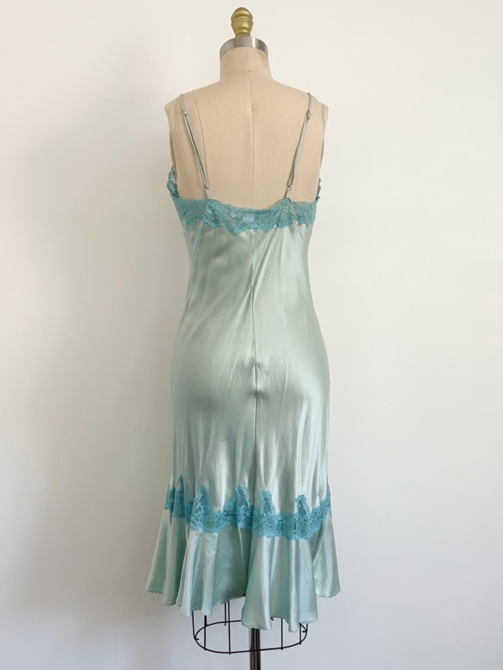 Vintage Victoria’s Secret Silk Lace Turquoise Slip Dress - Picture 3 of 5